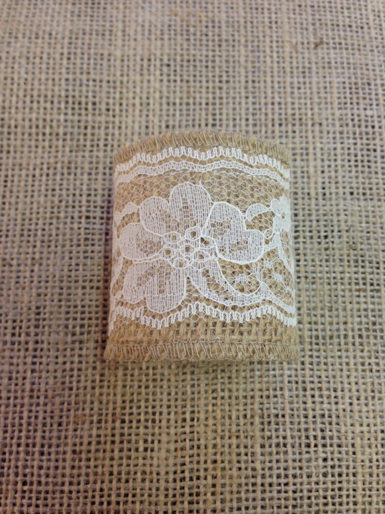 Burlap & Lace Napkin Rings Set of 4 6 8 or 12 Etsy