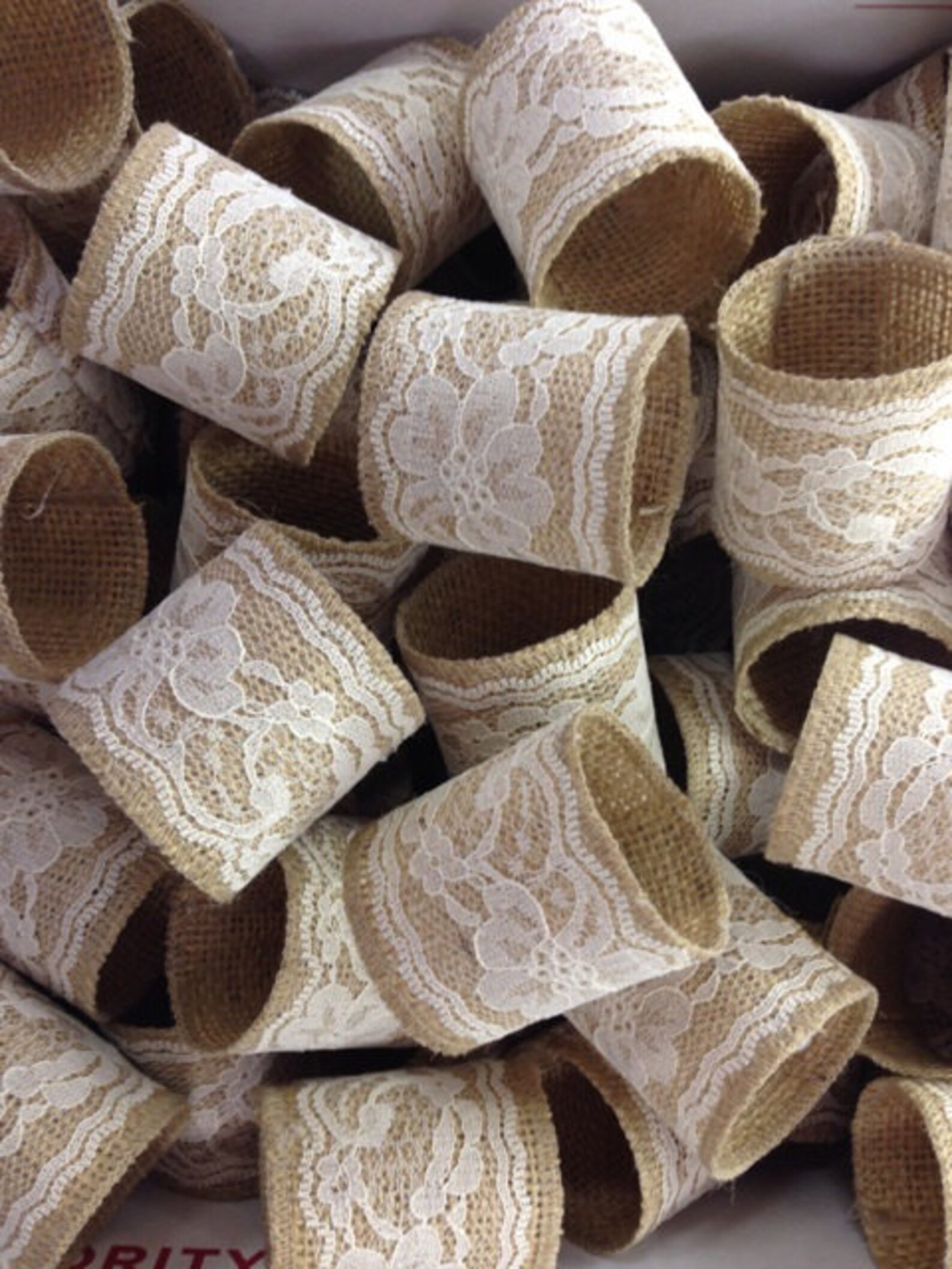 Burlap & Lace Napkin Rings Set of 4 6 8 or 12 Etsy