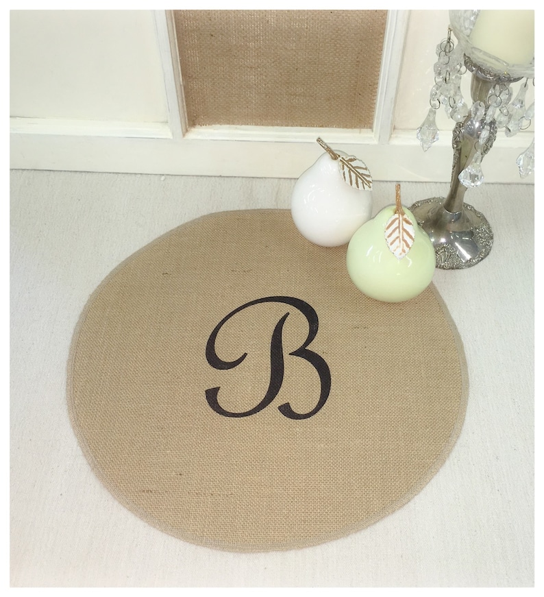 Round Burlap Placemats Sets Monogrammed Placemats Home Etsy