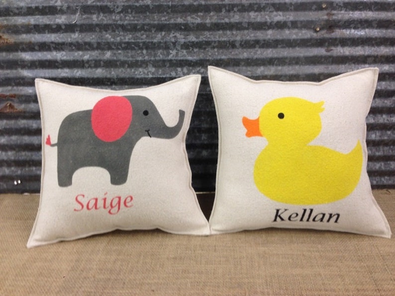 Baby Child Pillow With a Duck and Custom Name Etsy