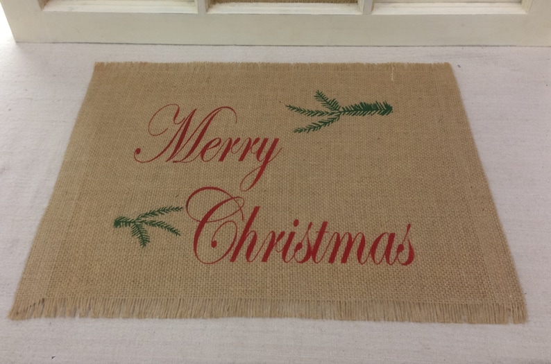 Burlap Placemats Set of 4 6 8 or 12 With Merry Christmas Etsy