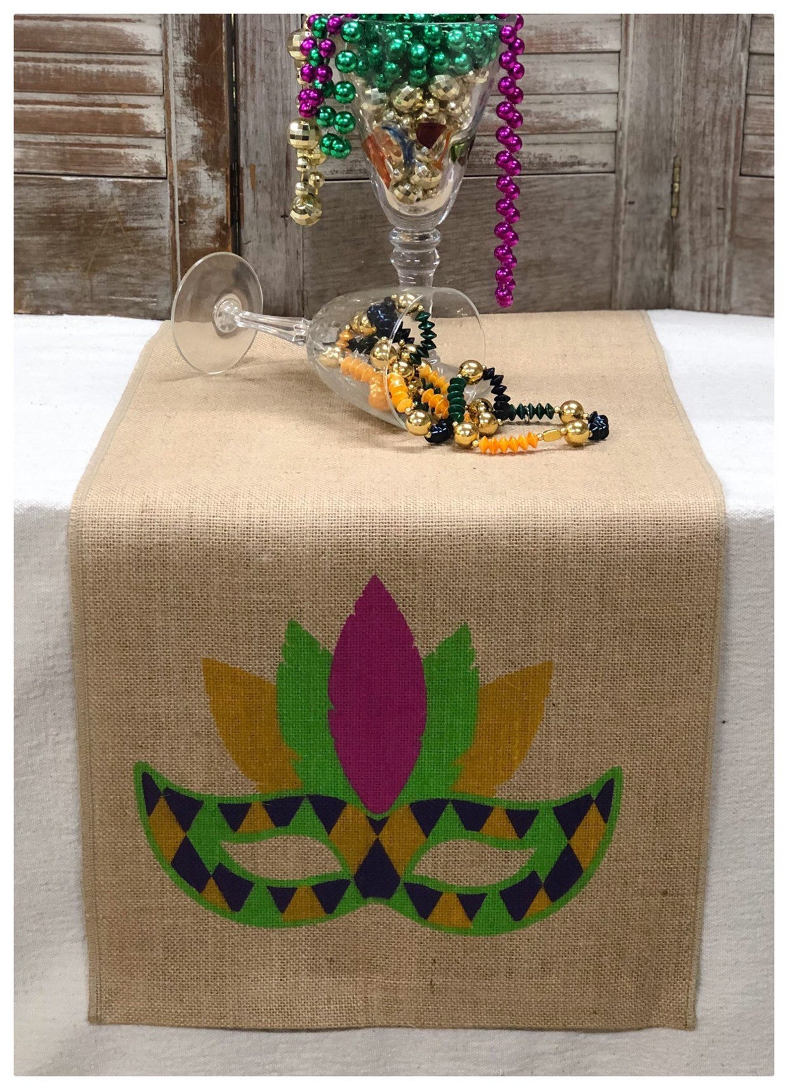 Mardi Gras Table Runner Mardi Gras Mask Mardi Gras Decor Etsy