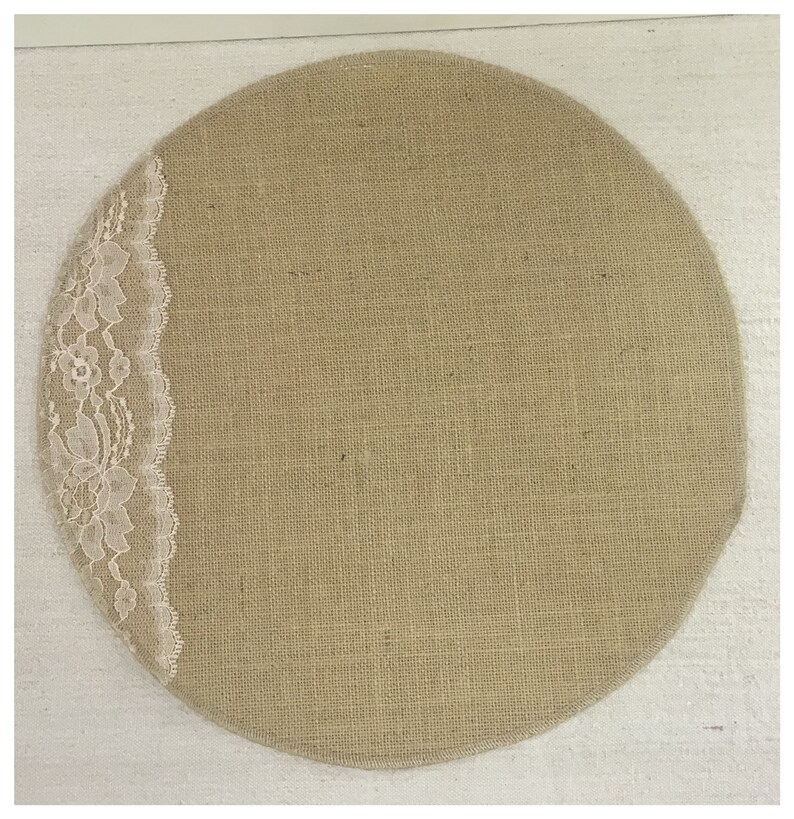 Round Burlap Placemats sets with lace Home decorating Etsy