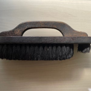 rare antique shoeshine brush with detail brush curved handle natural boar bristles