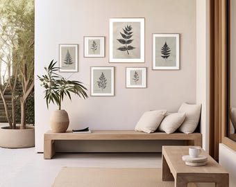 葉と枝の茎の習作 線画 手描きの壁アート（デジタルプリント）