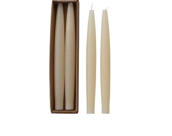 Velas cónicas sin perfume en caja, color crema, juego de 2