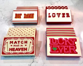 Fósforos de seguridad con frases de amor, caja de 10,8 cm x 10,8 cm