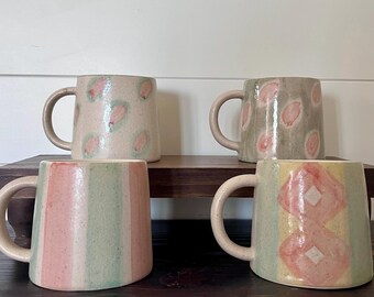 Taza de terracota pintada a mano de 20 oz.