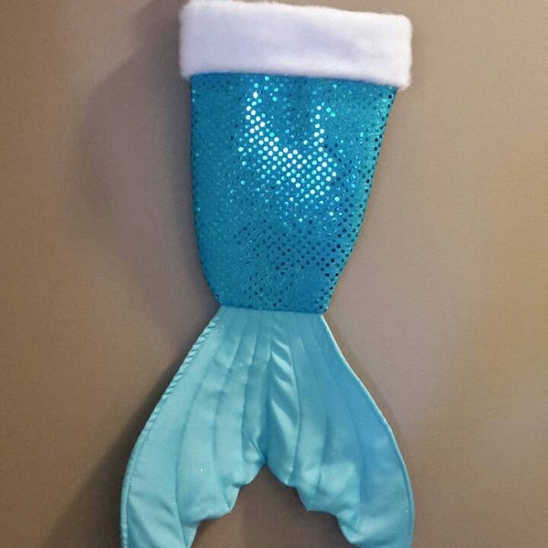 Mermaid tail Christmas stocking -blue/turquoise