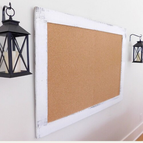Framed Cork Board Message Center 36x48 Shown in Pure White Etsy