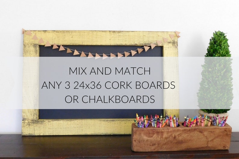 Mix and Match Any 3 24x36 Framed Chalkboards or Cork Boards Etsy