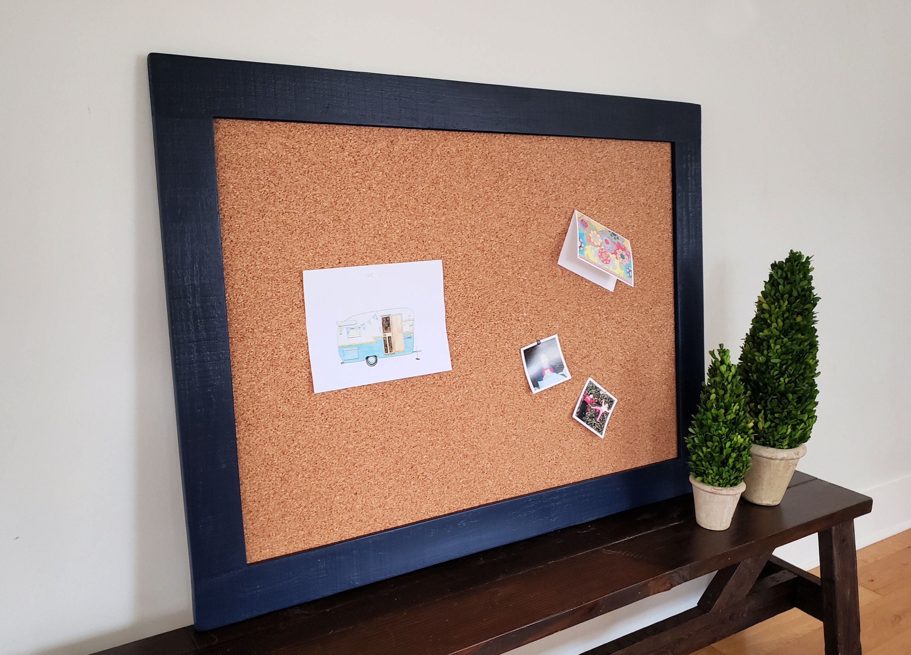 Framed Message Center Bulletin Board 36x48 Shown in Navy Etsy