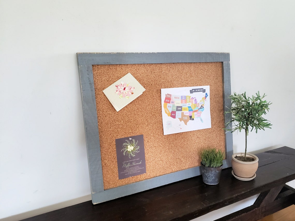 Desktop Cork Board Small Bulletin Board 24x30 Shown in Medium Etsy