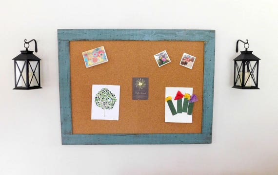 Artwork Display Kids Room Decor Cork Board 36 X 48 Shown In Peacock Blue