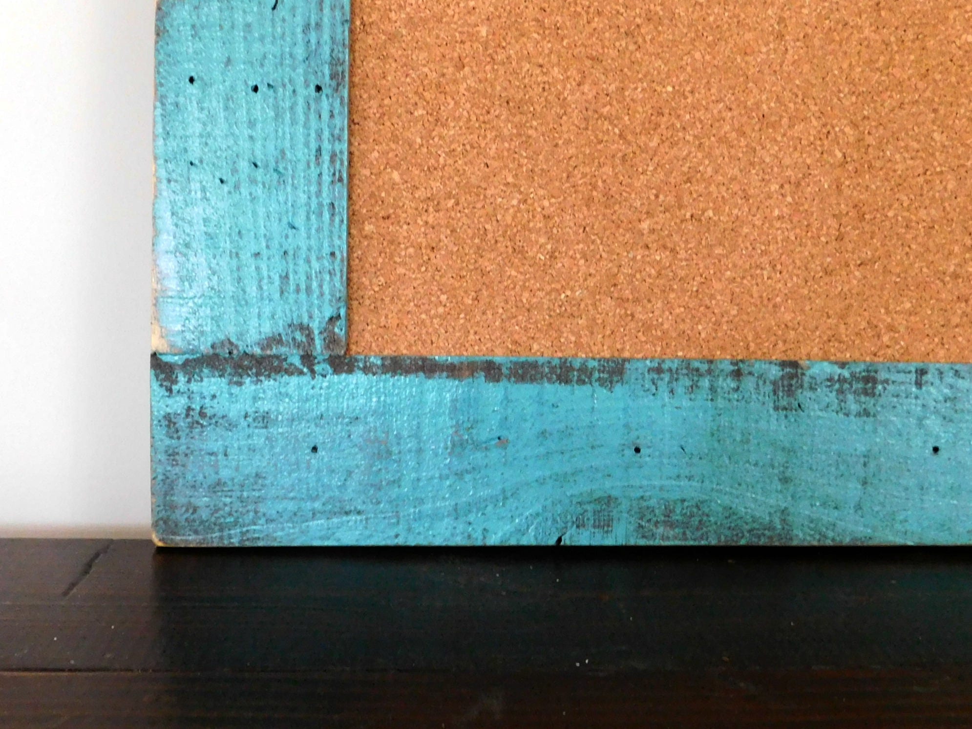 Rustic Cork Board Turquoise Bulletin Board 28x40 Office Wall Etsy