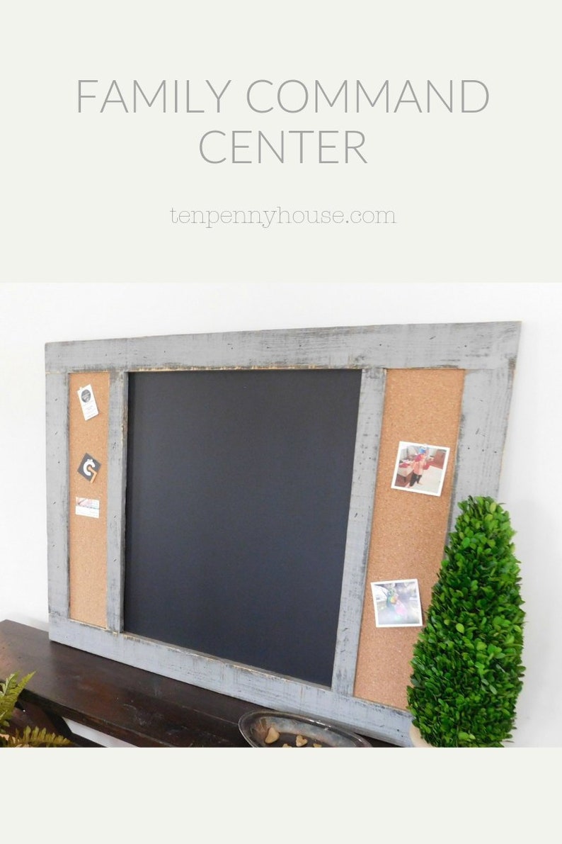 Message Center Framed Chalkboard Cork Board Combo 36x48 Shown image 1