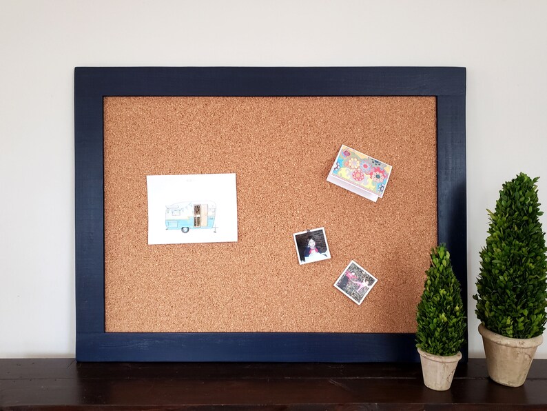Framed Message Center Bulletin Board 36x48 Shown in Navy Etsy