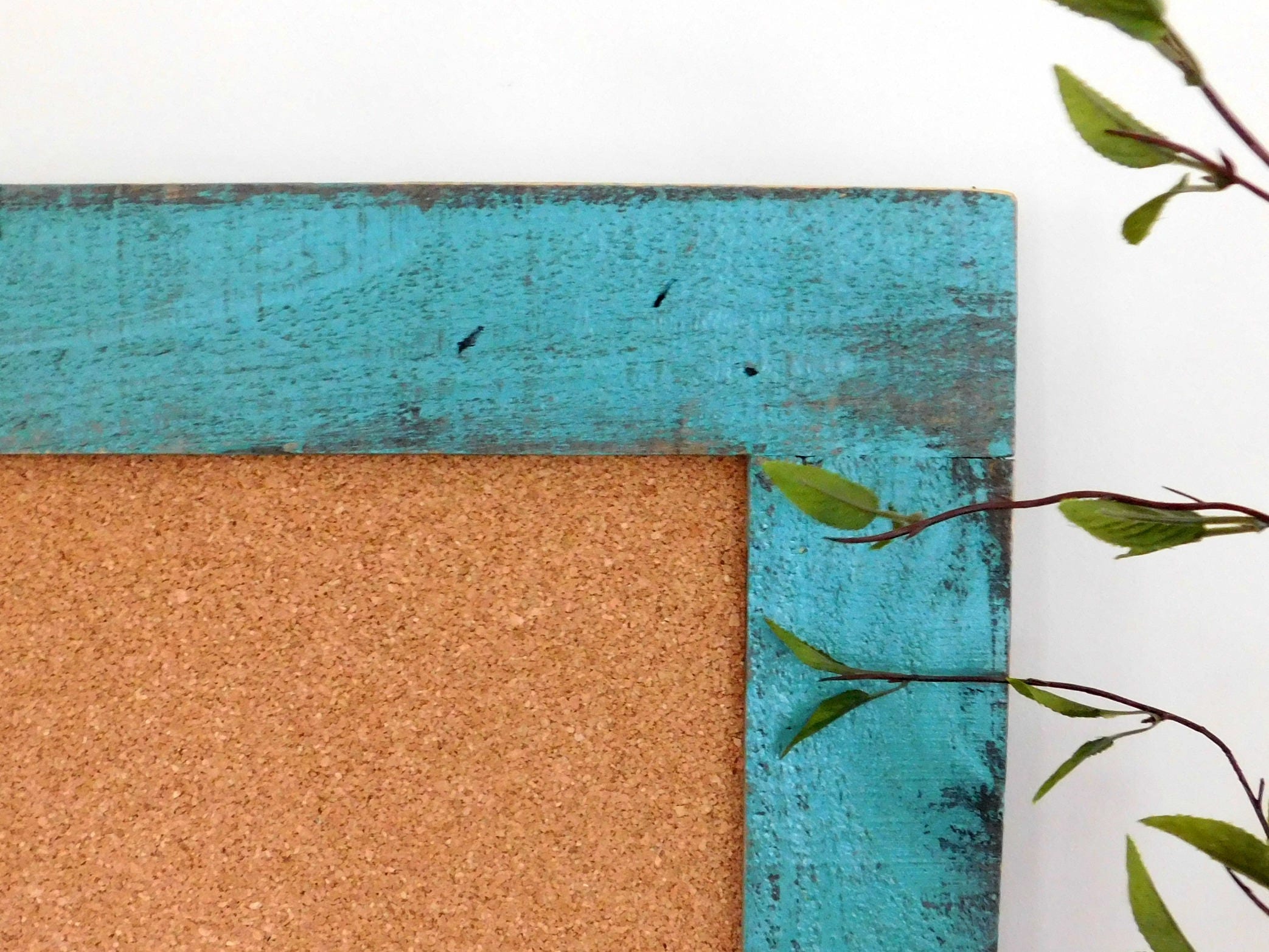 Rustic Cork Board Turquoise Bulletin Board 28x40 Office Wall Etsy