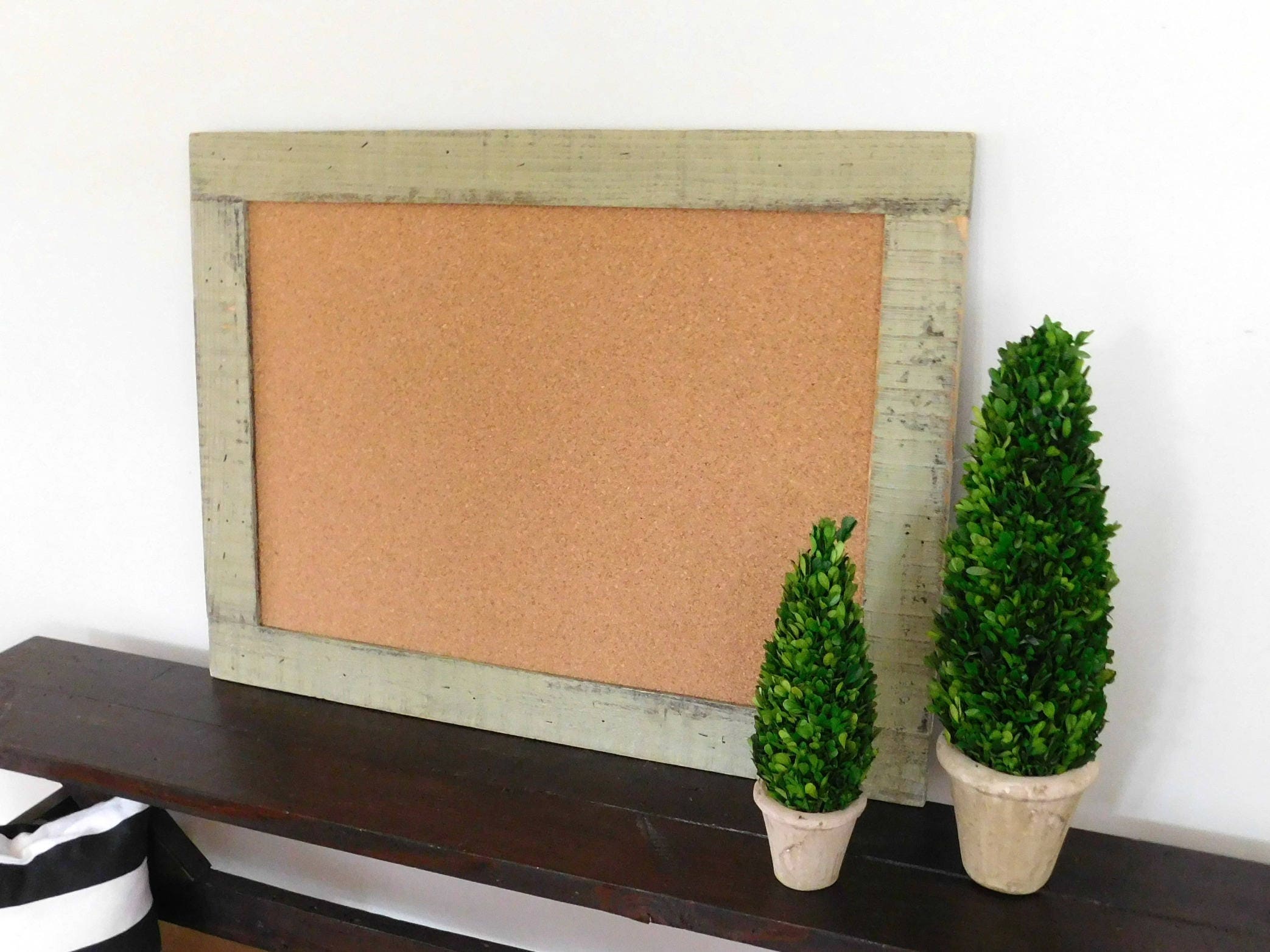 Large Command Center Rustic Cork Board 28 x 40 Shown in Sage Etsy