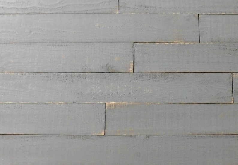 Shiplap Accent Wall in Multiple Colors Silver Gray and Medium Gray Farmhouse Wall Decor Shown in Pure White