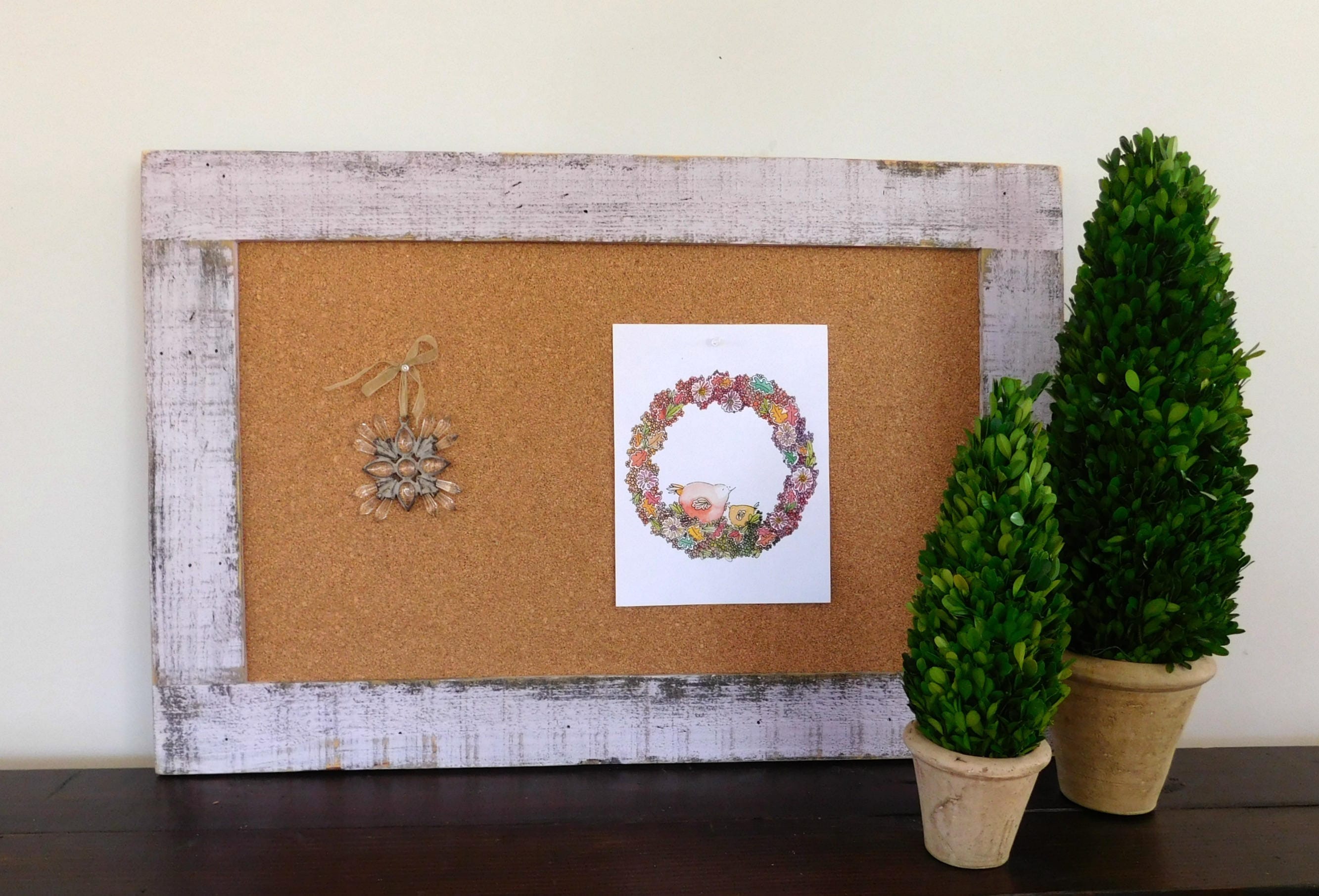 Framed Cork Board Rustic Wall Decor 24 X 36 Shown in Lavender Etsy