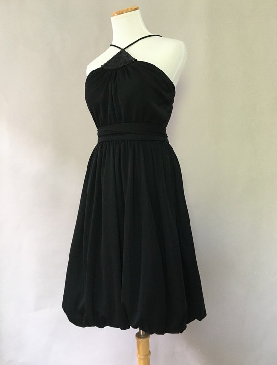 Vintage 1980s Sculpture Dress Black Cocktail Dres… - image 8