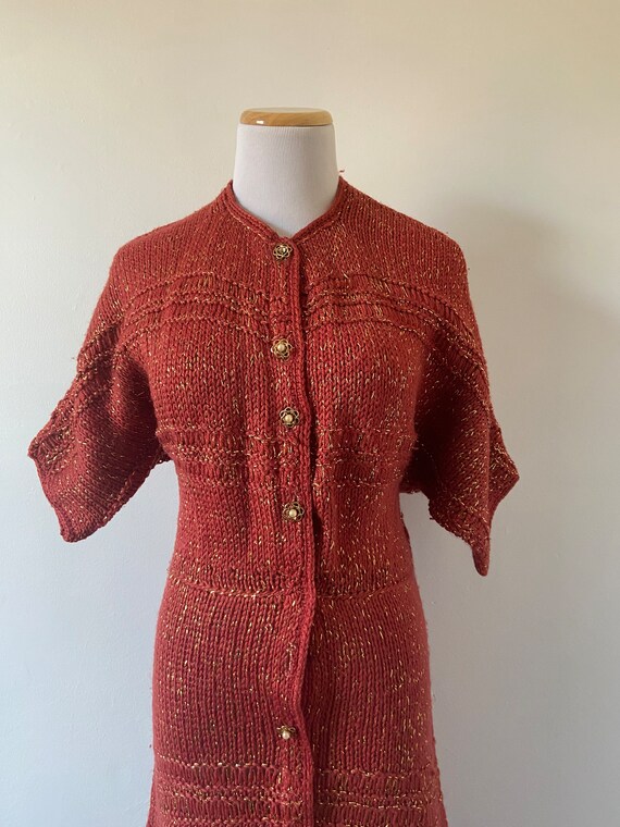 Vintage 1930s Dress gold Lamè knit dress 1920s Kn… - image 3