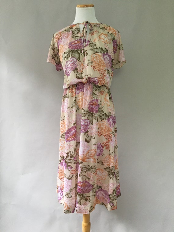 Vintage 1970s Floral Dress Fall Floral Folk Dress… - image 5