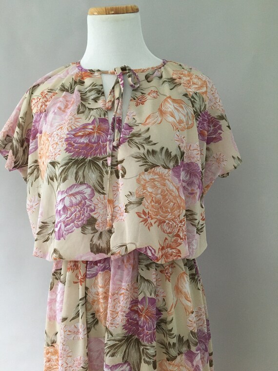 Vintage 1970s Floral Dress Fall Floral Folk Dress… - image 2