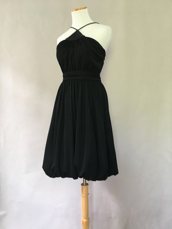 Vintage 1980s Sculpture Dress Black Cocktail Dres… - image 9