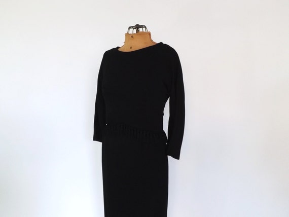 Vintage 1960s Nat Kaplan Little Black Dress Rayon… - image 2