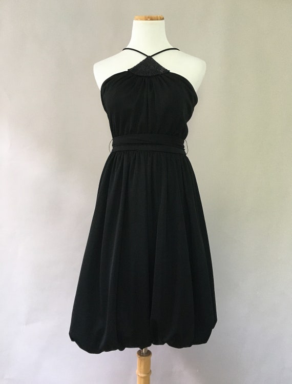 Vintage 1980s Sculpture Dress Black Cocktail Dres… - image 3