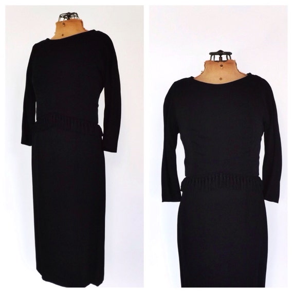 Vintage 1960s Nat Kaplan Little Black Dress Rayon… - image 1