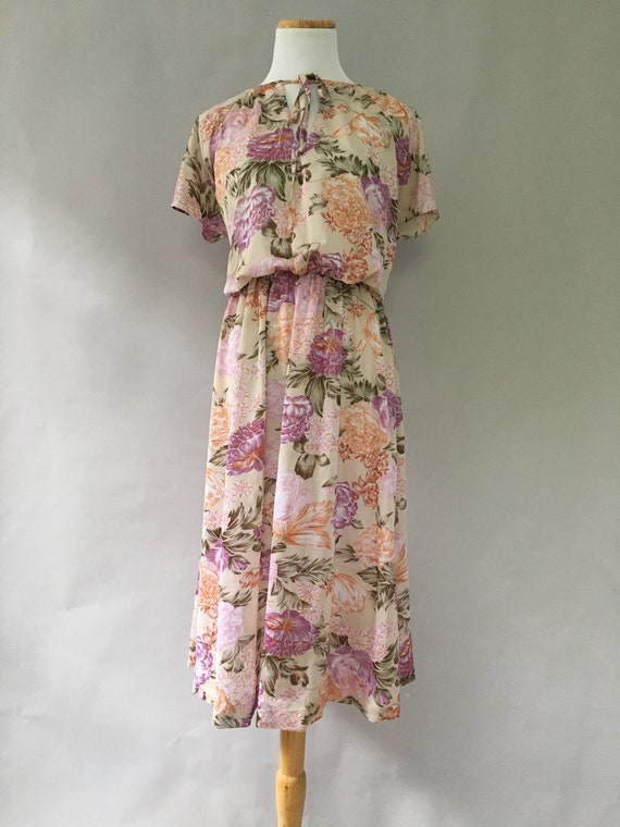 Vintage 1970s Floral Dress Fall Floral Folk Dress… - image 6