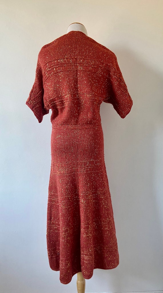 Vintage 1930s Dress gold Lamè knit dress 1920s Kn… - image 6