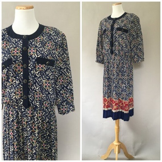 Vintage 1980s does 40s Shirt Dress 50s Day Dress T