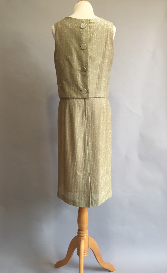 Vintage 1960s Gold Lame Dress Gold Embroidered Co… - image 9