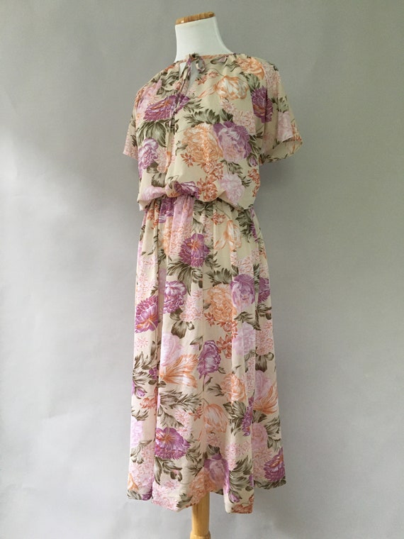 Vintage 1970s Floral Dress Fall Floral Folk Dress… - image 8