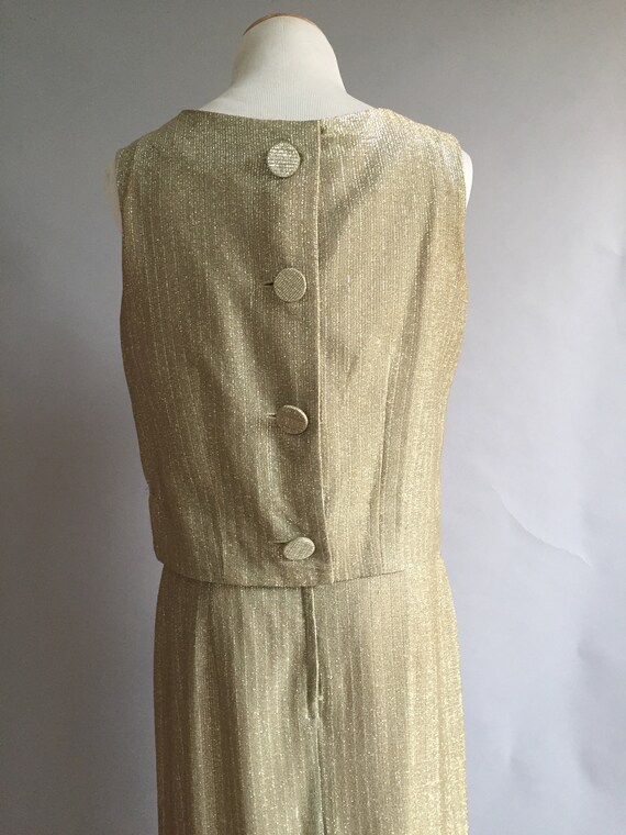 Vintage 1960s Gold Lame Dress Gold Embroidered Co… - image 8