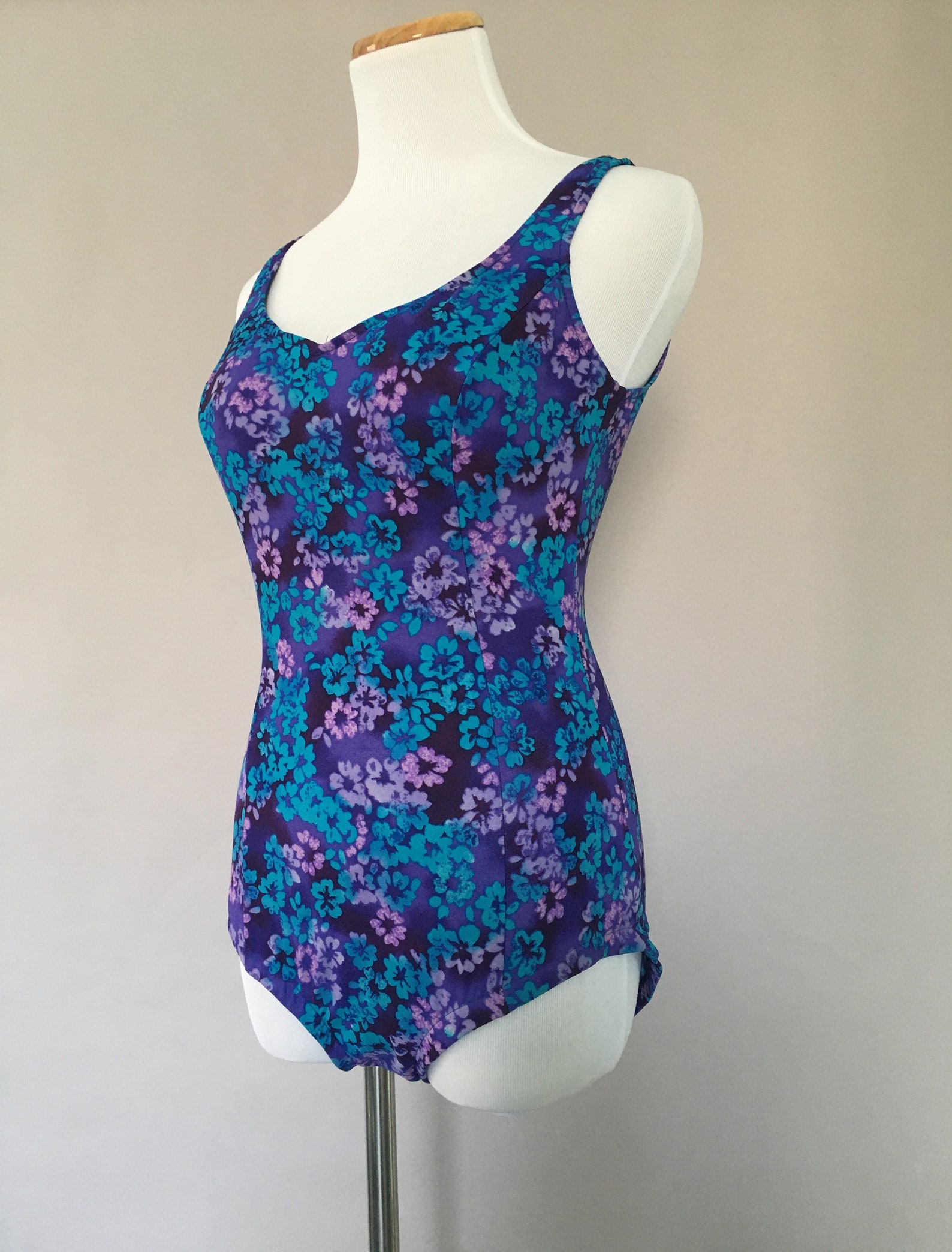 Vintage 1970s Bathing Suit Groovy Low Hip Floral One Piece Etsy