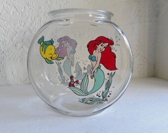 Little Mermaid Vintage Glass Fish Bowl Goldfish