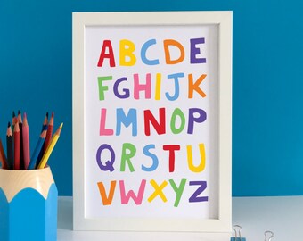 Nursery Alphabet Poster, Alphabet Print, ABC Wall Art, Kids Alphabet Art, Alphabet Wall Art, Alphabet Nursery, ABC Print, Playroom Art Print