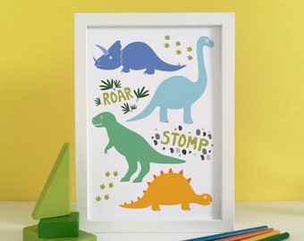 Dinosaur Wall Art, dinosaurus print, dinosaurus decor, dinosaurus kunst, dinosaurus poster, kwekerij print, baby Art Print, babykamer