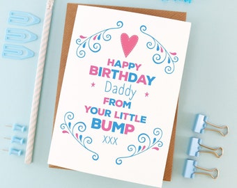 Happy Birthday Daddy From The Bump Card, Birthday Card from baby, Pregnant Birthday Card, Card for Husband, Dad From The Bump, New Dad Card