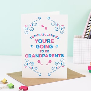 Carte Vous allez être grands-parents - arrière-grands-parents, révélation de la grossesse aux grands-parents, faire-part de grossesse aux grands-parents, femmes enceintes
