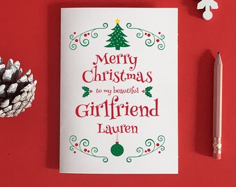 Carte de Noël de petite amie, Cadeau pour petite amie, Noël romantique, Carte de petite amie de Noël, Carte de Noël de petite amie, Amour de Noël