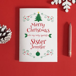 Carte de Noël soeur, cadeau de Noël soeur pour soeur, carte soeur, carte demi-soeur, carte de Noël soeur, carte de Noël pour soeur