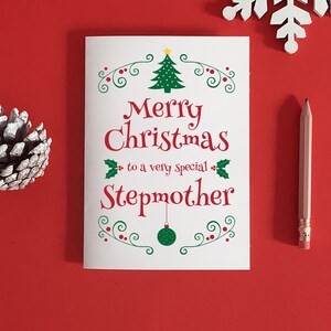 Tarjeta de Navidad para madrastra, regalo de Navidad para madrastra, madrastra, tarjeta para madrastra, regalo para madrastra, tarjeta de Navidad para madrastra, tarjeta de Navidad