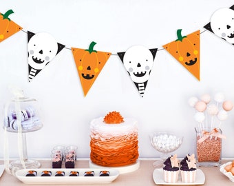 Printable Halloween Bunting, Spooky Halloween Decorations, Halloween pumpkin garland, Halloween Party Decorations, Spooky Halloween banner