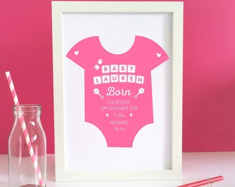 Nieuwe baby print, Baby meisje Geboorte print, Geboorte Details Print, Nieuwe Baby Gift, Baby Geboortekaart, Geboorte Poster, Pasgeboren Geboorte Print, Geboorte Statistieken